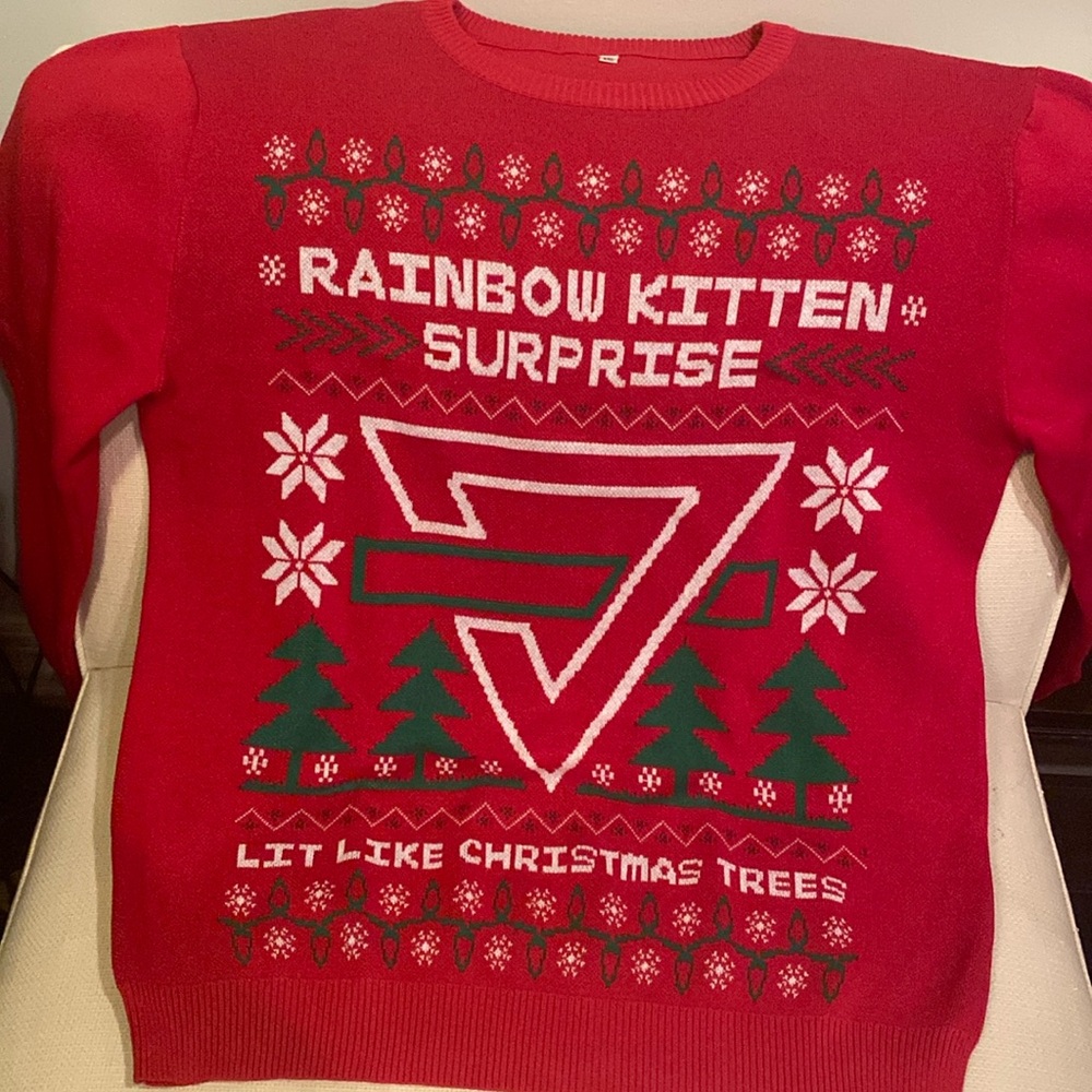 Rainbow Kitten Surprise Christmas Sweater